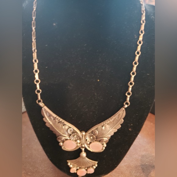 Gorgeous Signed Sterling & Mother of Pearl Necklace